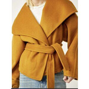 Free People $168 Mina Yellow Shawl Collar Tie Jacket Medium NWT